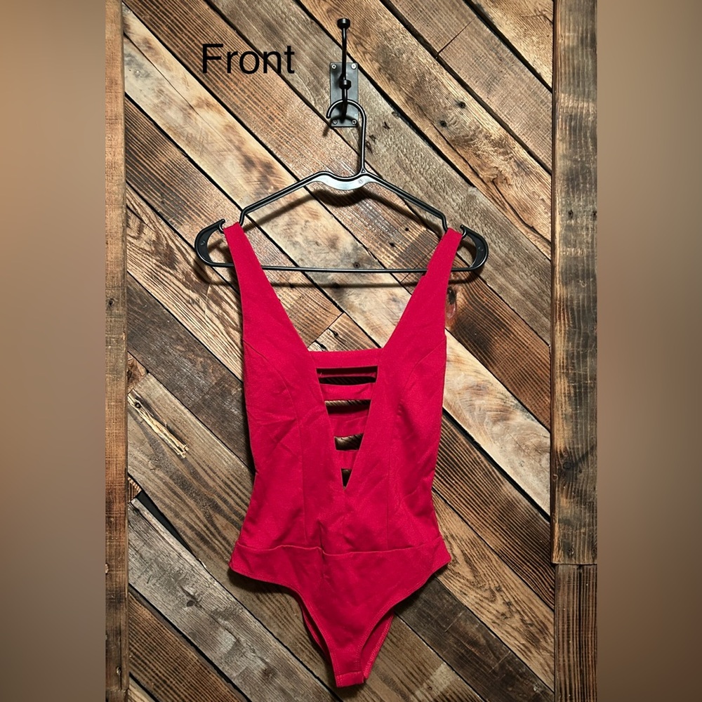 Deep Red Caged Bodysuit